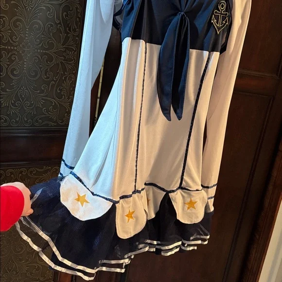 Nautical Navy and White Sailor Dress with Hat, jacket and stockings. Size S/M - Picture 3 of 10